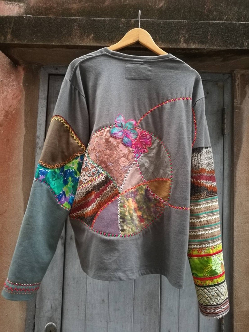 Patchwork Tshirt Boro Tshirt With Sashiko Stitching Etsy