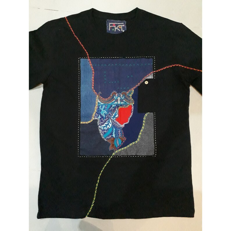 Patchwork Tshirt Boro tshirt with sashiko stitching Etsy