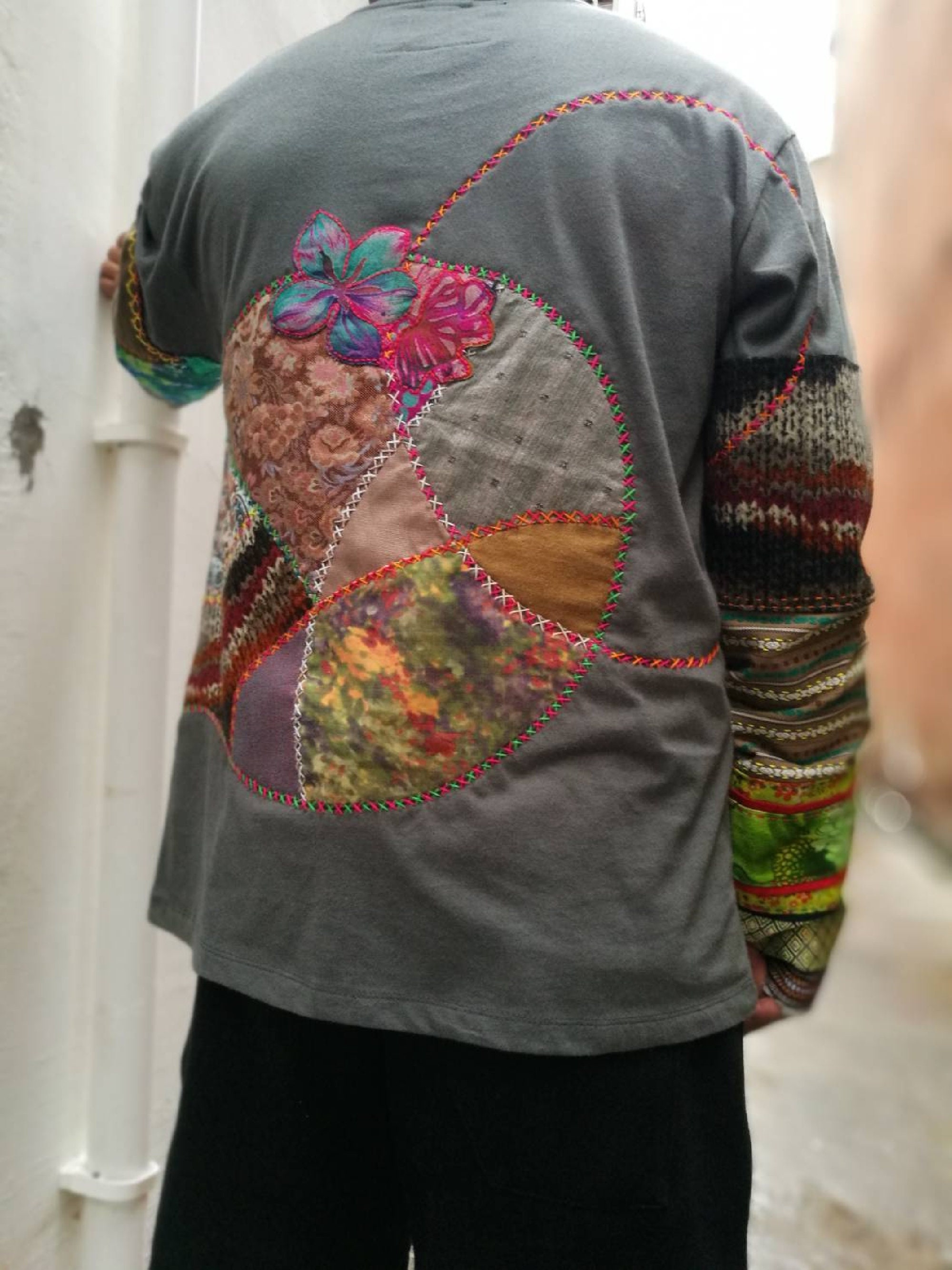 Patchwork Tshirt Boro Tshirt With Sashiko Stitching Etsy