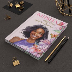 Personalize Black Woman Hardcover Journal Notebook, Black Girl Notebook, Black Girl Journal, Black Girl Diary, Print Stationary, Notebook