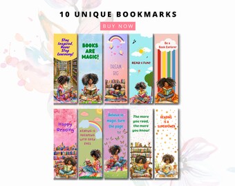 Black Girl Bookmarks, Book Lover, Black Girl Book Club, Cute Bookmark for Black Girls, Reader Gift, Melanin Bookmarks, Printable Bookmarks