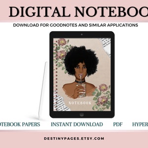 Black Girl Magic Digital Notebook | Digital Notebook | Hyperlinked Notebook | Student Notebook | 6 Subject Digital Notebook