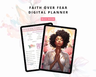 Black Girl Faith Prayer Digital Planner, Devotional Planner, Faith over Fear Prayer Journal Notes, Digital Bible Planner, Digital Planner
