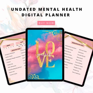 Mental Health Digital Planner, Self Care Journal, Self Care Planner, Anxiety Journal,  Therapy Journal, Mindfulness Journal, Self Care PDF