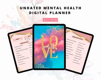 Mental Health Digital Planner, Self Care Journal, Self Care Planner, Anxiety Journal,  Therapy Journal, Mindfulness Journal, Self Care PDF
