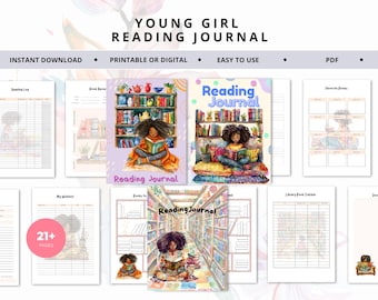 Black Girl Reading Journal, Kid Reading Log, Digital Reading Journal, Digital Book Tracker, Digital Printable Reading Planner, Book Review
