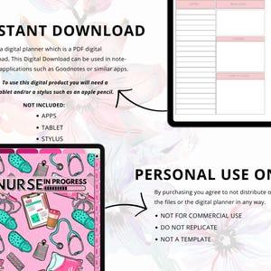 Nursing Student Digital Planner, Digital Planner For Nursing Students, Nursing School Planner, Student Nurse, Planner, Planner Nurse image 9