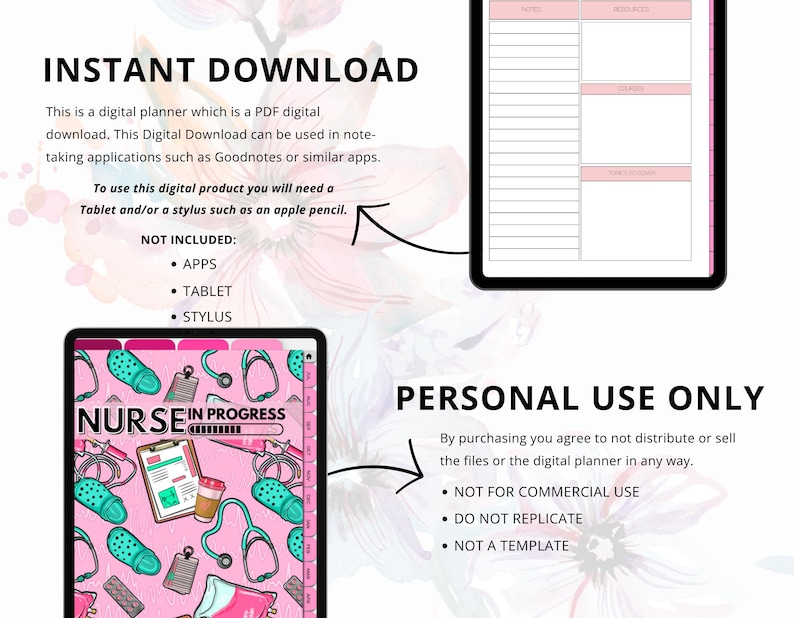 Nursing Student Digital Planner, Digital Planner For Nursing Students, Nursing School Planner, Student Nurse, Planner, Planner Nurse image 9