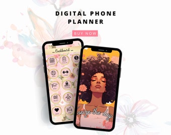 Black Girl Digital Phone Planner, Pocket Planner, iPhone Digital Planner, Android Digital Phone Planner, Smart Phone Woman Digital Planner