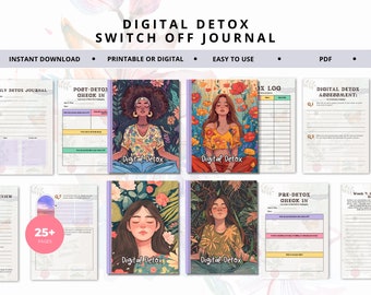 Digital Detox, Reflection Journal, Switch Off Journal, Social Media Dopamine Detox, Digital Wellness, Mental Health PDF, Screen Time Tracker