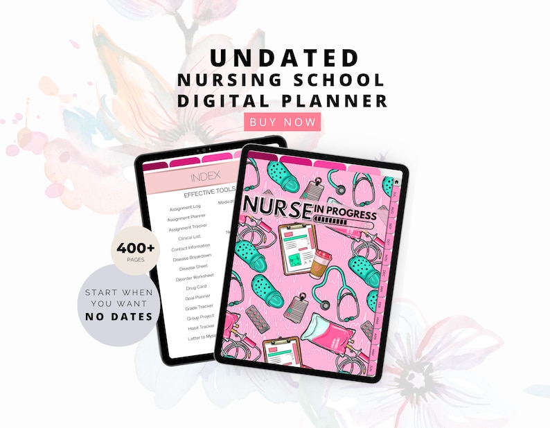 Nursing Student Digital Planner, Digital Planner For Nursing Students, Nursing School Planner, Student Nurse, Planner, Planner Nurse image 1