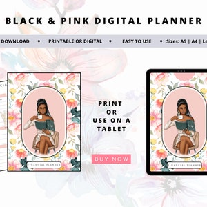 Black Girl Financial Planner, Financial Success, Financial Blessings, Printable Budget Planner, Bill and Expenses Tracker, Finance Tracker