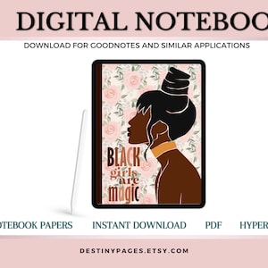 Black Girls Are Magic Digital Notebook | Digital Notebook | Hyperlinked Notebook | Student Notebook | 12 Subject Digital Notebook