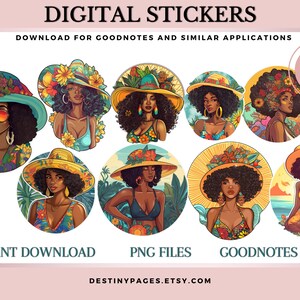 Black Girl Digital Stickers African American Black Girl Digital Stickers Fun Melanin Black Girl Magic Summer Clipart, Precropped GoodNotes