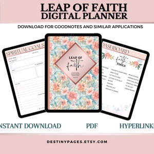 Leap of Faith Digital Planner | Digital Bible Planner | Digital Prayer Planner | Devotional Planner with Hyperlinks