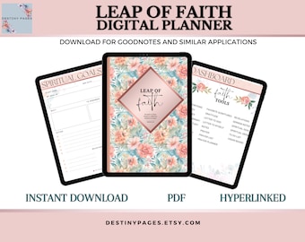 Leap of Faith Digital Planner | Digital Bible Planner | Digital Prayer Planner | Devotional Planner with Hyperlinks