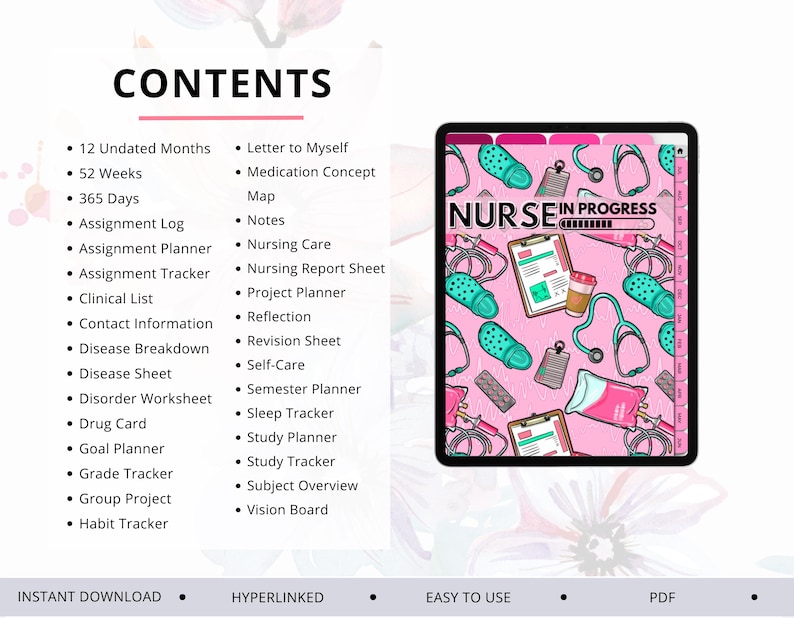 Nursing Student Digital Planner, Digital Planner For Nursing Students, Nursing School Planner, Student Nurse, Planner, Planner Nurse image 8