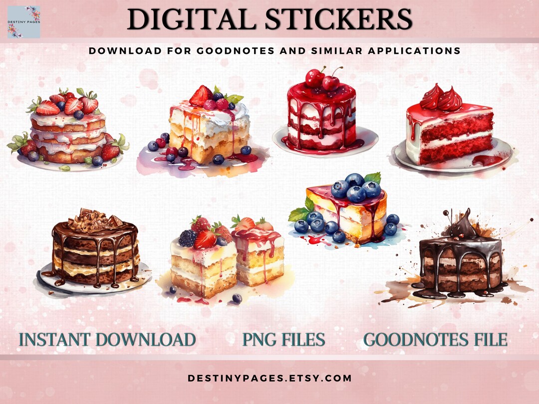 Sweet Notes Sticker Precropped Goodnotes Digital Stickers | Sweet Desserts | Cake Stickers ...