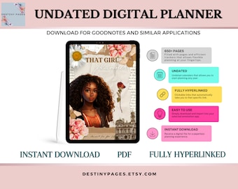 Digital planerare för Black Girl Magic, digital planerare för Melanin, planerare för Black Girl, digital planerare för Black Women Boss, Goodnotes-planerare för DEN där tjejen