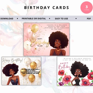 Black Girl Birthday Card, Melanin Happy Birthday Card, Black Woman Birthday Greeting, Beautiful Birthday Card, Printable Birthday Gift