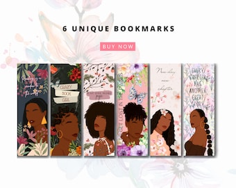 Black Girl Bookmarks, Printable Black Women Bookmarks, Book Lover, Black Girl Book Club, Cute Bookmark for Women, Reader Gift, Page Holder