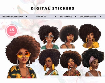 Black Girl Digital Stickers, Precropped GoodNotes Stickers, Afro Caribbean Digital Stickers, Black Woman iPad Stickers, Android Stickers