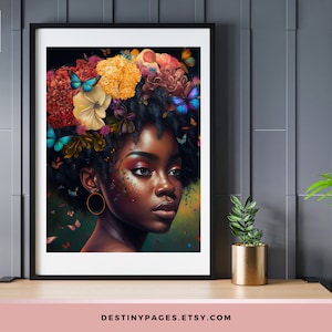 Jayla | Black Woman Art | Black Art | Butterfly Lover | Digital Prints | Black Girl Poster | Instant Download | Home Decor