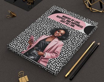 Black Woman Hardcover Journal Notebook, Black Girl Notebook, Black Girl Journal, Black Girl Diary Print Stationary, Notebook for Black Woman