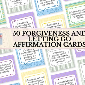 50 bevestigingskaarten voor vergeving en loslaten| Bevestigingsdeck | Levensvaardigheden |  Vergeef, vind vrede, mededogen, ga verder, genees