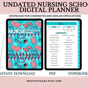 Nursing Student Digital Planner | Undated Nursing School Planner | Digital Planner For Nursing Students |  Student Nurse | GoodNotes Planner