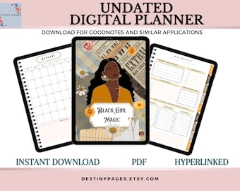 Black Girl Digital Planner iPad Planner GoodNotes Planner Undated Black Woman Planner Templates Included