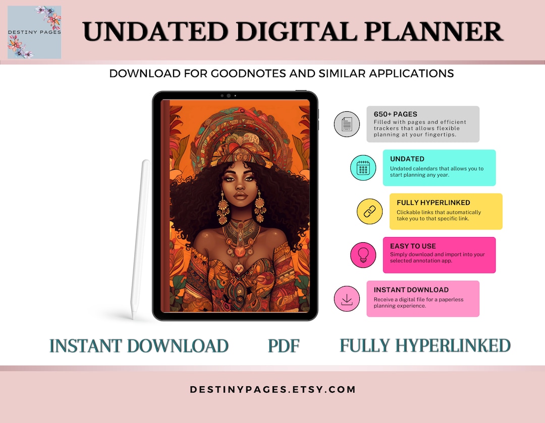 Black Girl Digital Planner Digital Planning Empowerment for ADHD ...