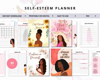 Self Esteem Planner, Self Esteem Workbook, Self Esteem Journal, Self Love Journal, Self Care Journal, Self Care Printable, Self Esteem Gift