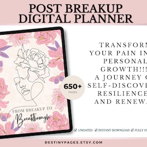 Post Breakup Digital Planner, Breakup Processing, Self Care Planner, Narcissistic Codependence Relationship Healing Journal, Breakup Journal