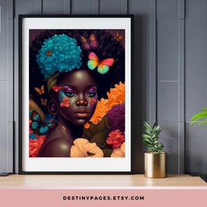 Jada | Black Woman Art | Black Art | Butterfly Lover | Digital Prints | Black Girl Poster | Instant Download | Home Decor