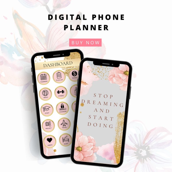 Digital Phone Planner | Feminine Digital Pocket Planner | iPhone Digital Planner | Android Digital Planner | Smart Phone Digital Planner