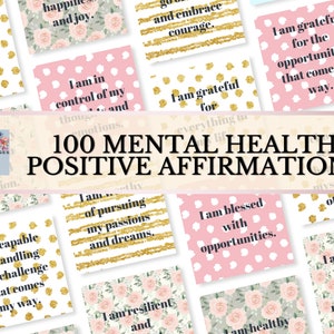 100 Tarjetas de Afirmación Positiva de Salud Mental Set 2/ Baraja de Afirmación / Tarjetas Inspiradoras / Tarjetas de Amor Propio / Tarjetas de Estímulo