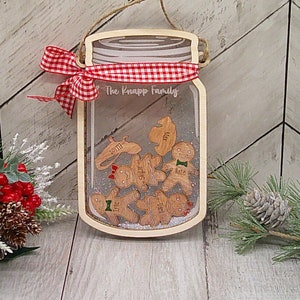 Personalized Gingerbread Family Mason Jar Ornament 2023