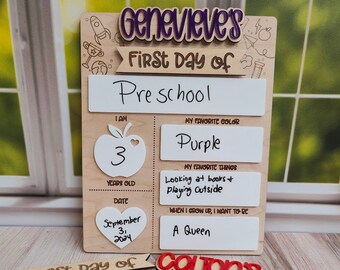 Personalized First Day of School Sign: Maple Wood Keepsake