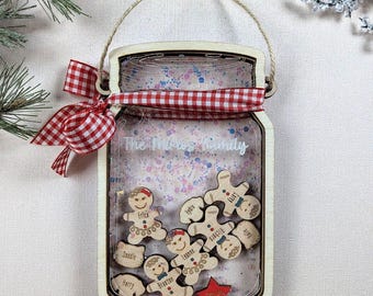 Personalized Gingerbread Family Mason Jar Ornament 2025