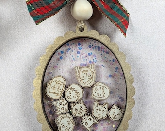 Family Faces Shaker Ornament 2025