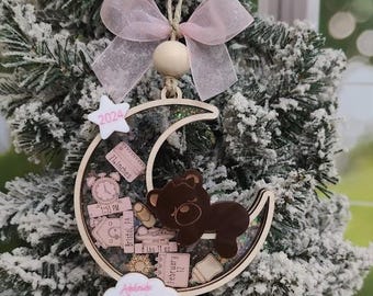 Baby Birth Stats Moon Shaker Ornament 2025