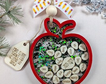 Teacher Gift Apple Shaker Ornament Personalized Student Names