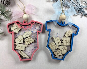 Baby Birth Stats Bodysuit Shaker Ornament 2025