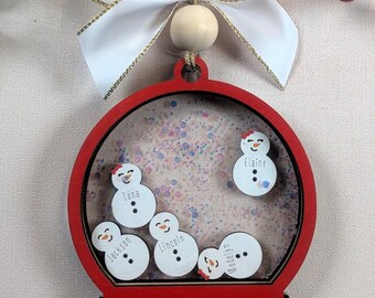 Personalized Family Snowman Shaker Ornament 2025