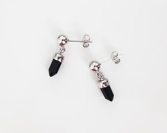 Chic White Genuine pearls&Black Natural Onyx Silver Earrings AU SELLER 030620 Chic White Genuine pearls&Black Natural Onyx Silver Earrings AU SELLER 030620