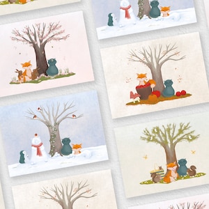 Animal Seasons Prints | Children's Prints | Nursery Prints | Animal Seasons Wall Art | Nursery Wall Art | 4 Designs