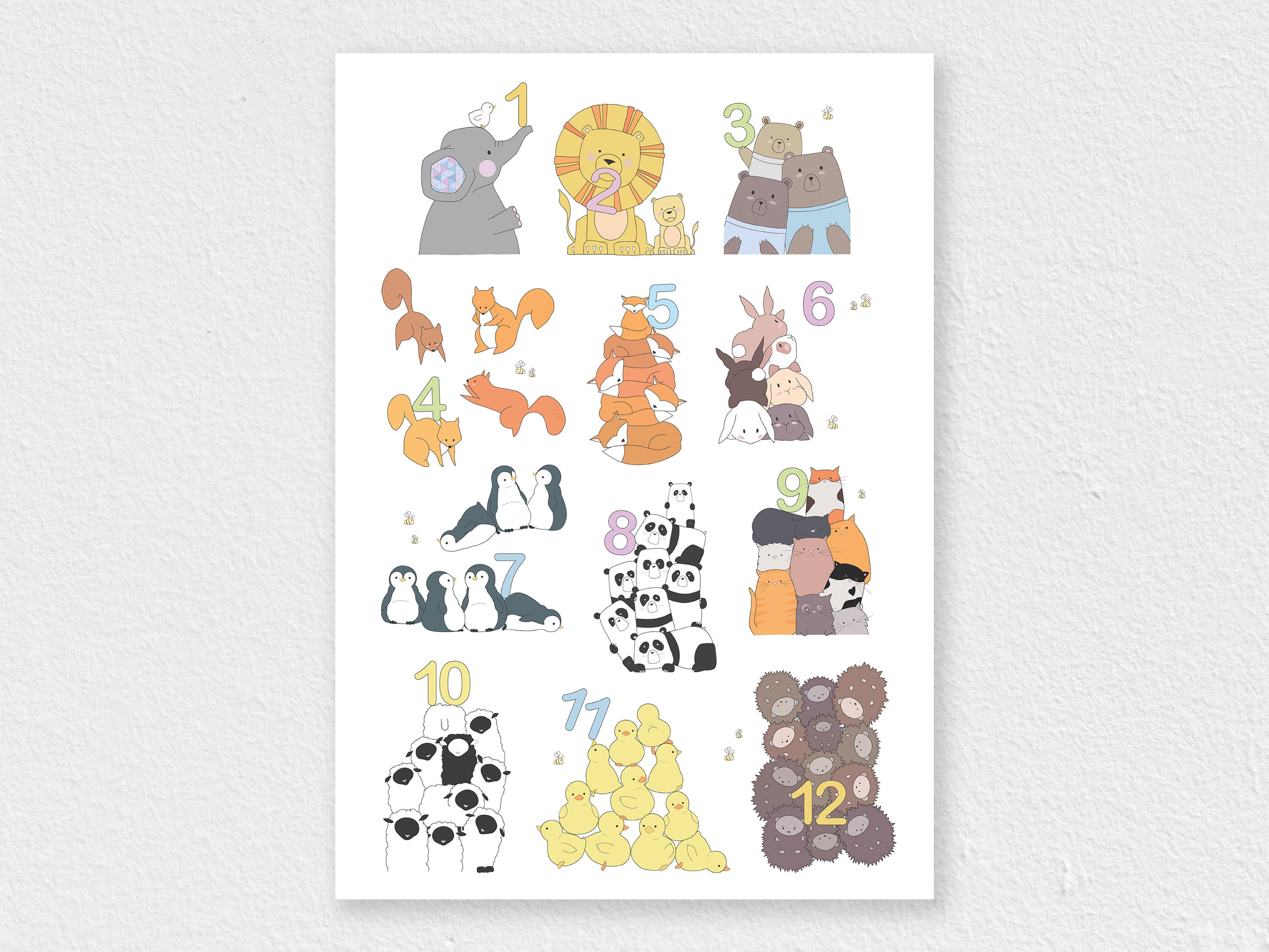 Animal Numbers Poster Animal Numbers Print 123 Children's Poster ...