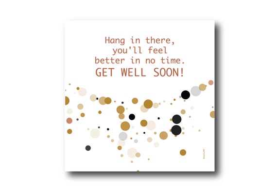 Digital Get Well Soon card wishes, instant download, printable at home, ready to post, Pantone Colors