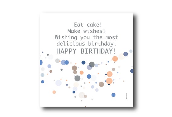 Digital Birthday card wishes, instant download, printable at home, Pantone Colors